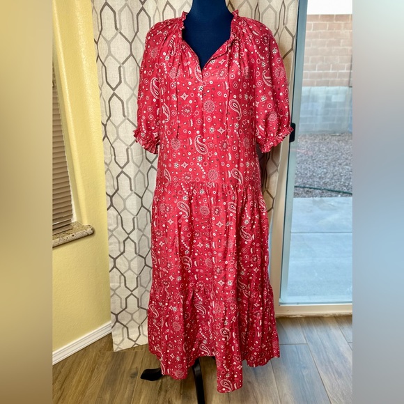 NEW! XiRENA Red Bandana Print Lyta Midi Dress - Picture 5 of 16